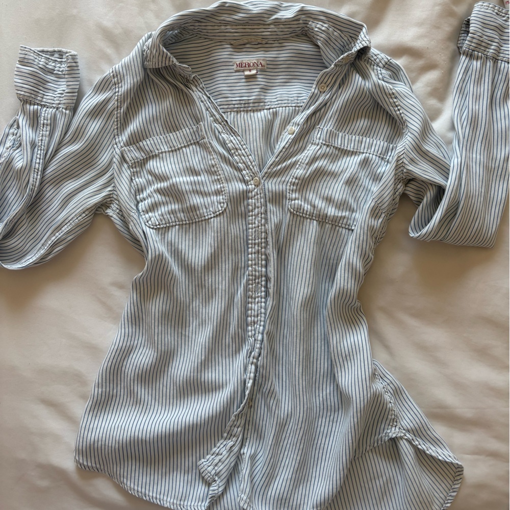 Blue Striped Button-Down Shirt
